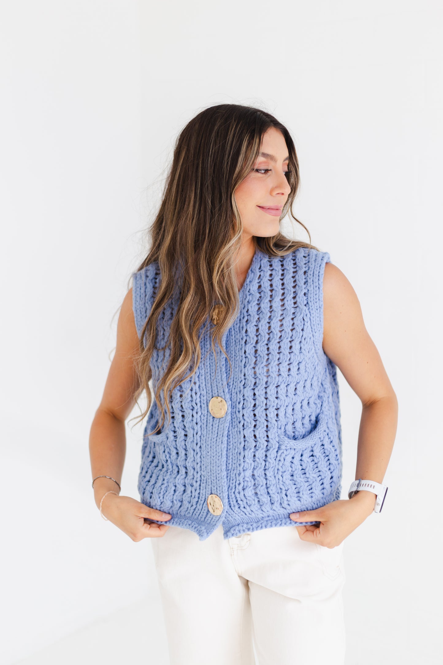 Periwinkle Blue Chunky Knit Vest
