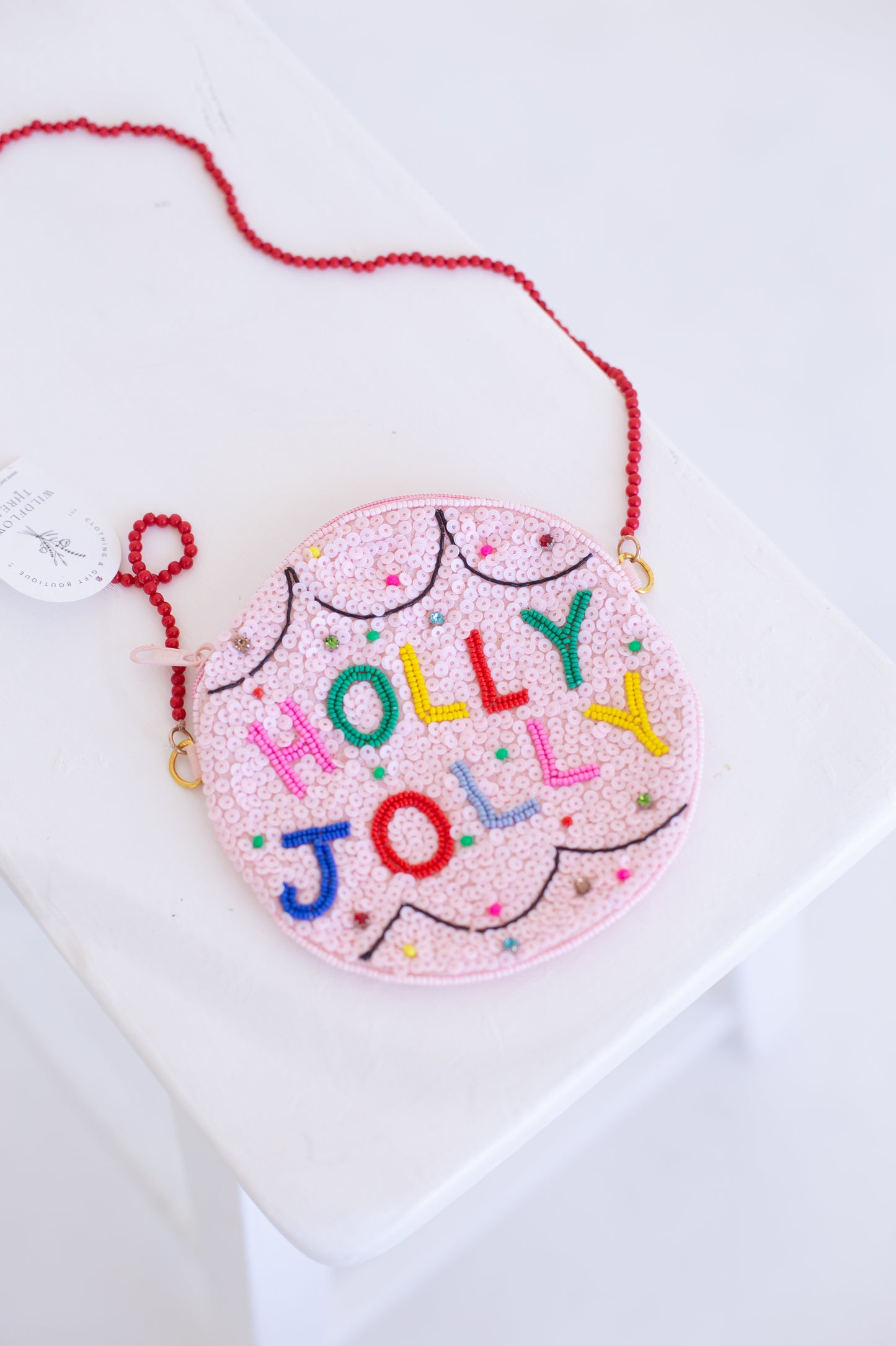 Holly Jolly Beaded Coin Purse