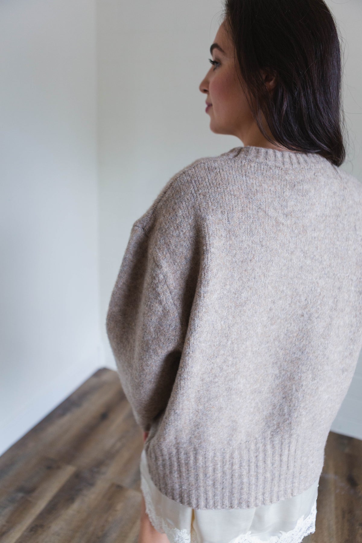 Mocha Rib Band Pullover Top