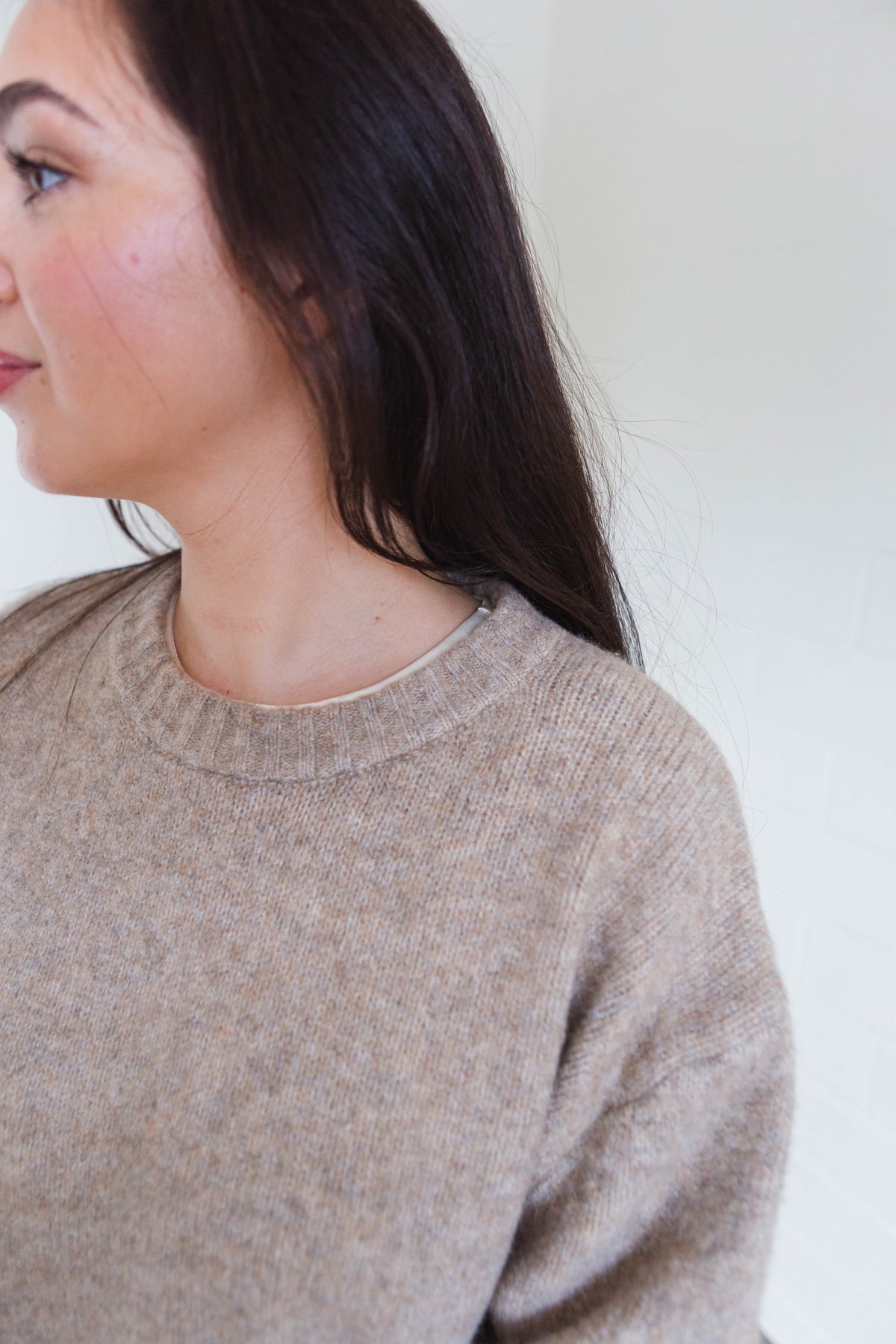 Mocha Rib Band Pullover Top