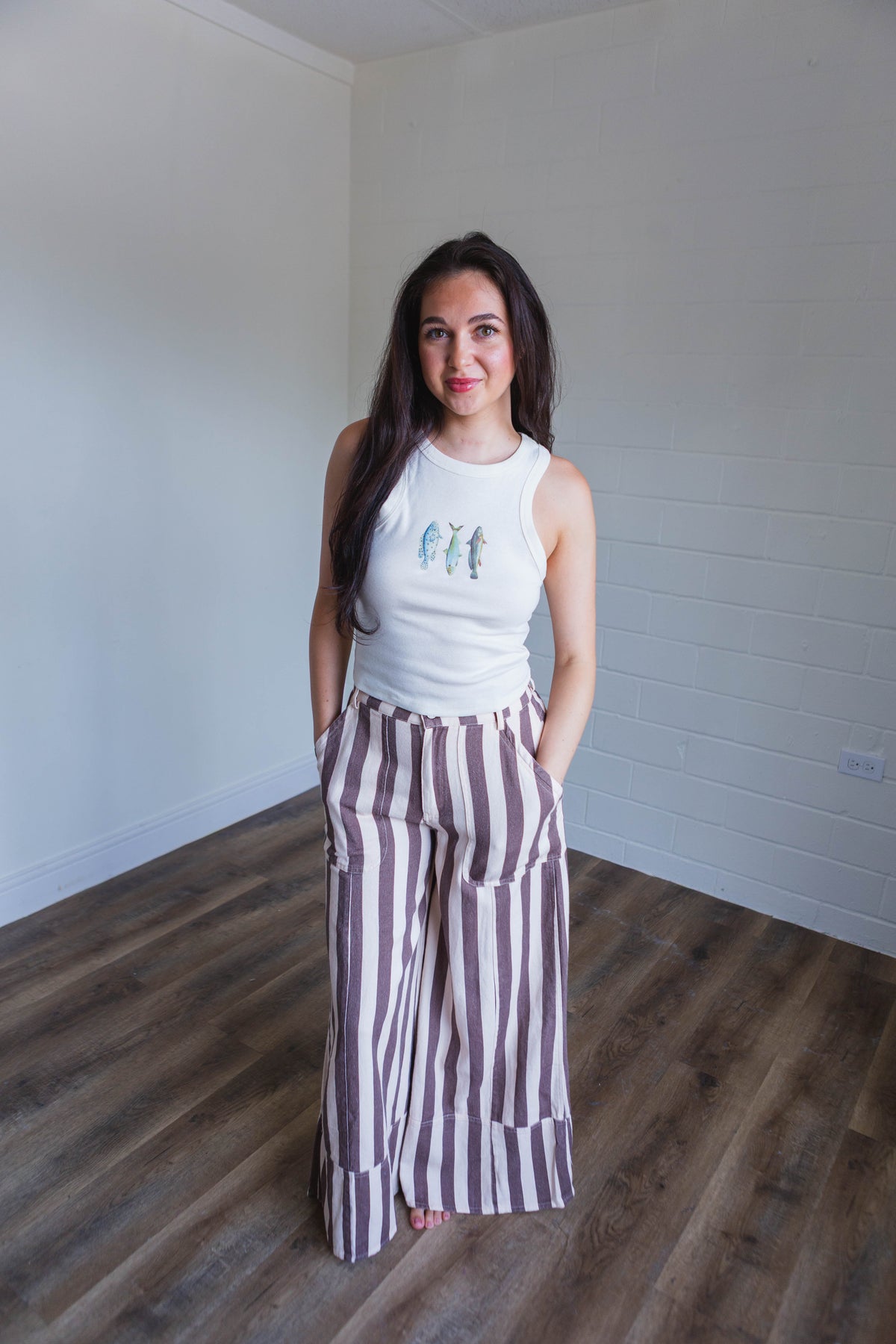 Cream Mocha Striped Pants
