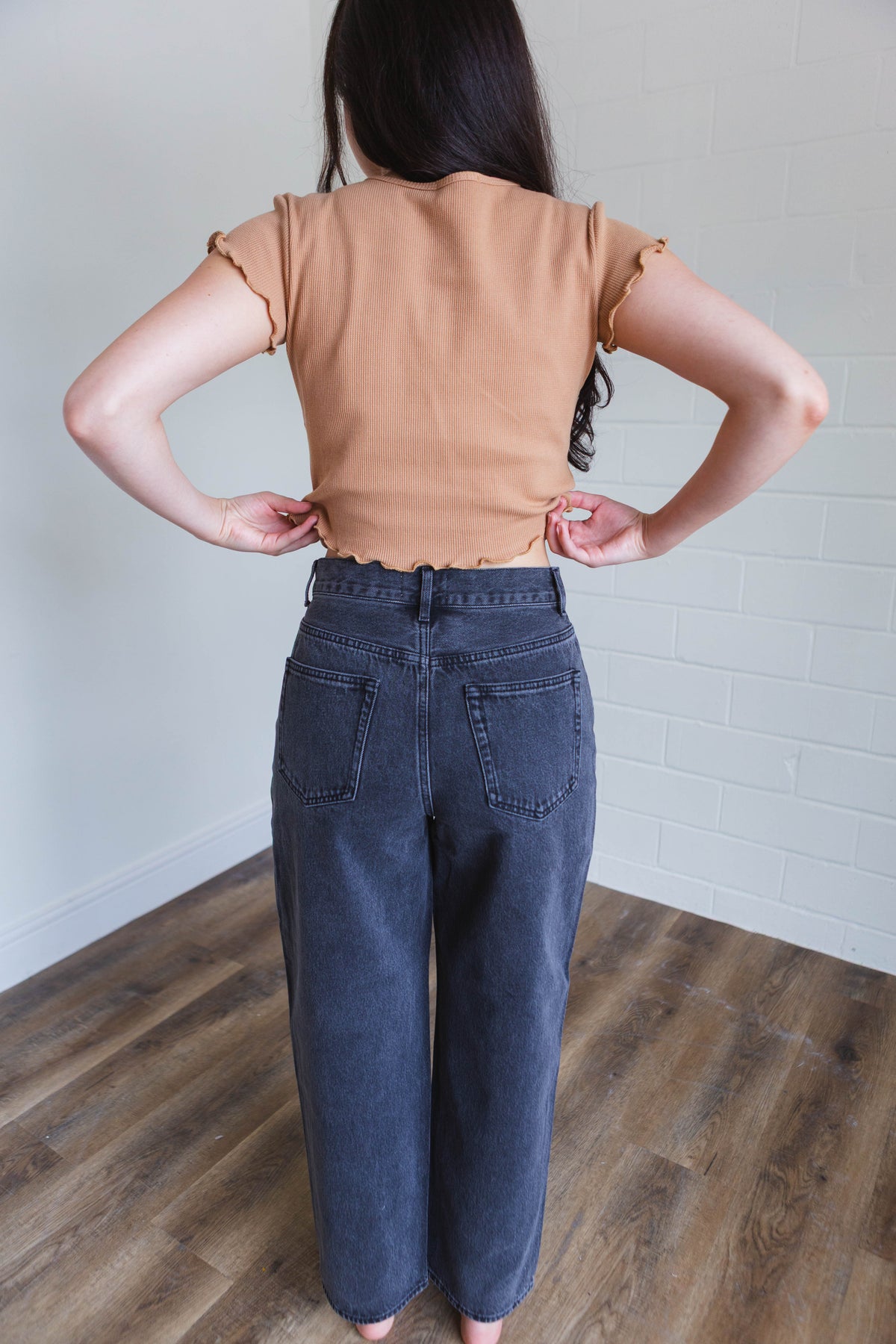 Washed Black Longline Slim Straight Jean