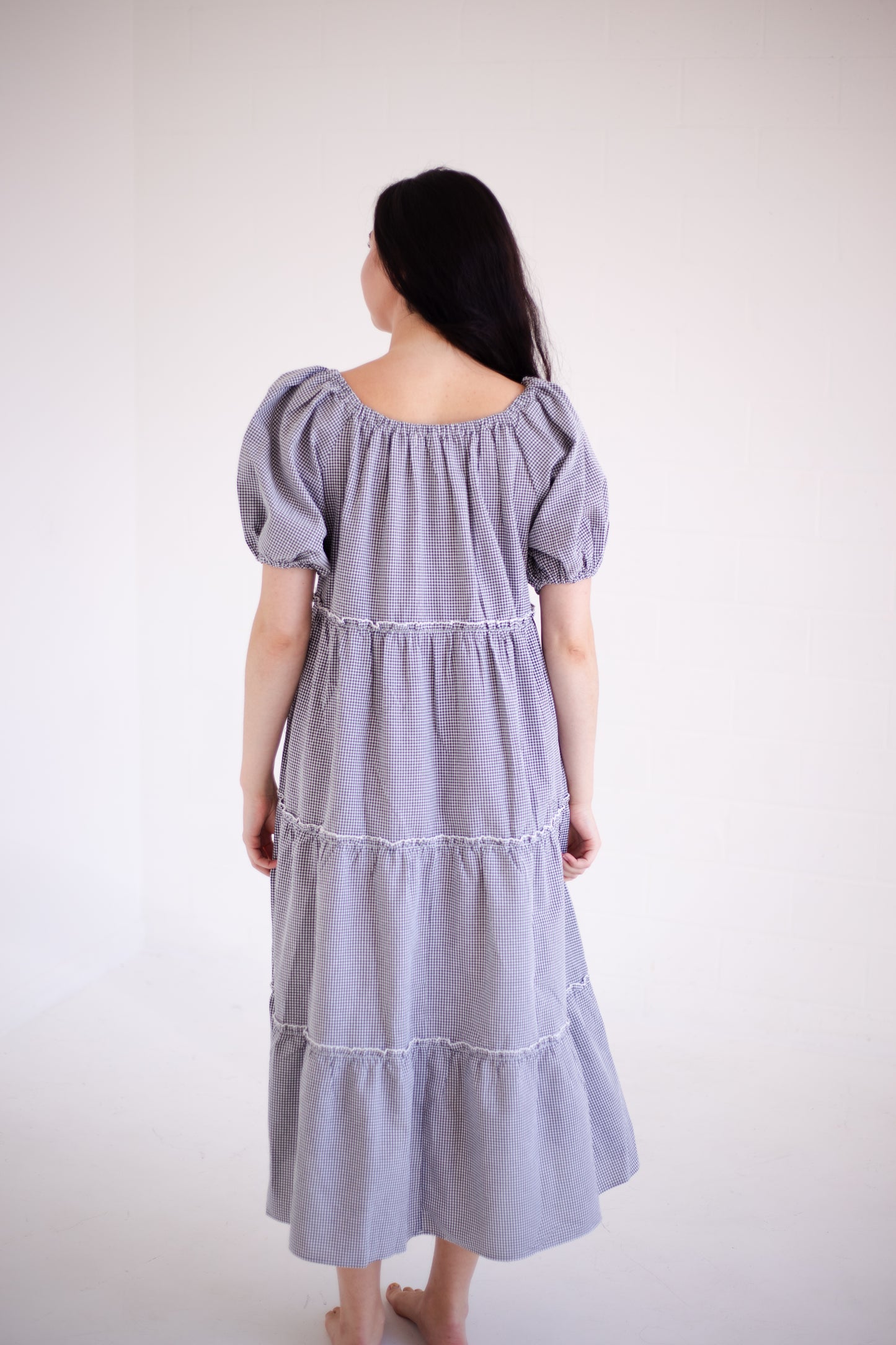 Gingham Tiered Midi Dress
