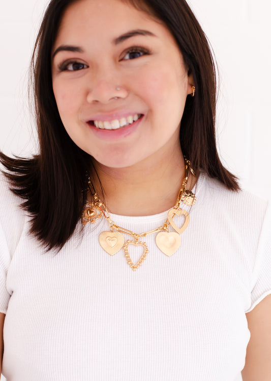 Big Heart Gold Charm Necklace