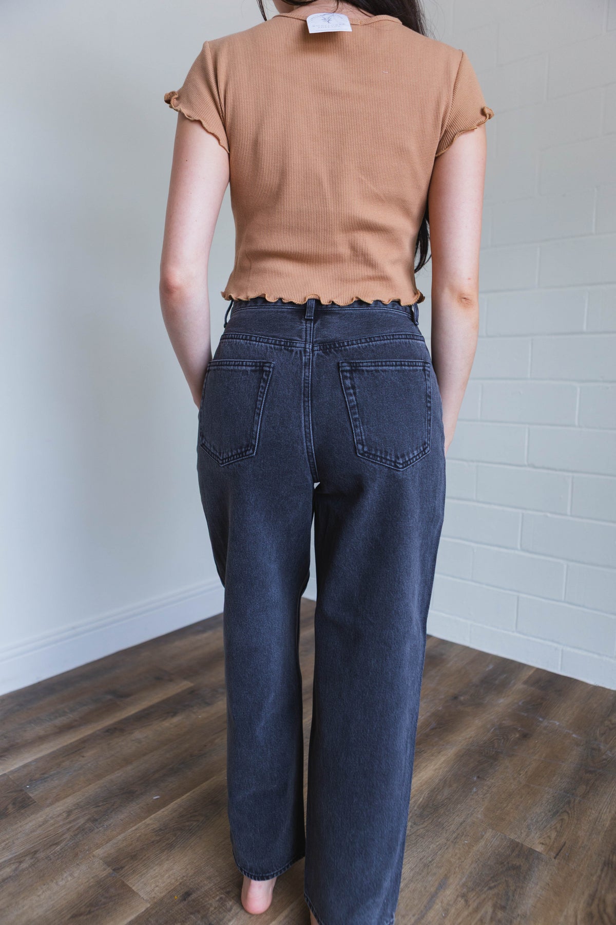 Washed Black Longline Slim Straight Jean
