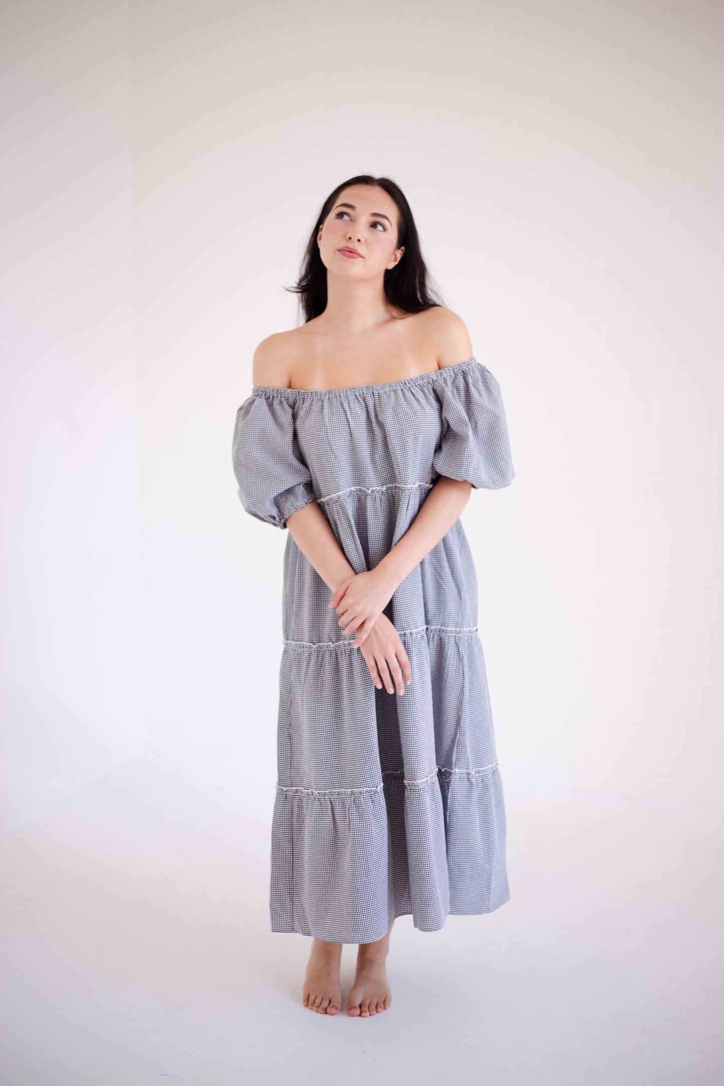 Gingham Tiered Midi Dress