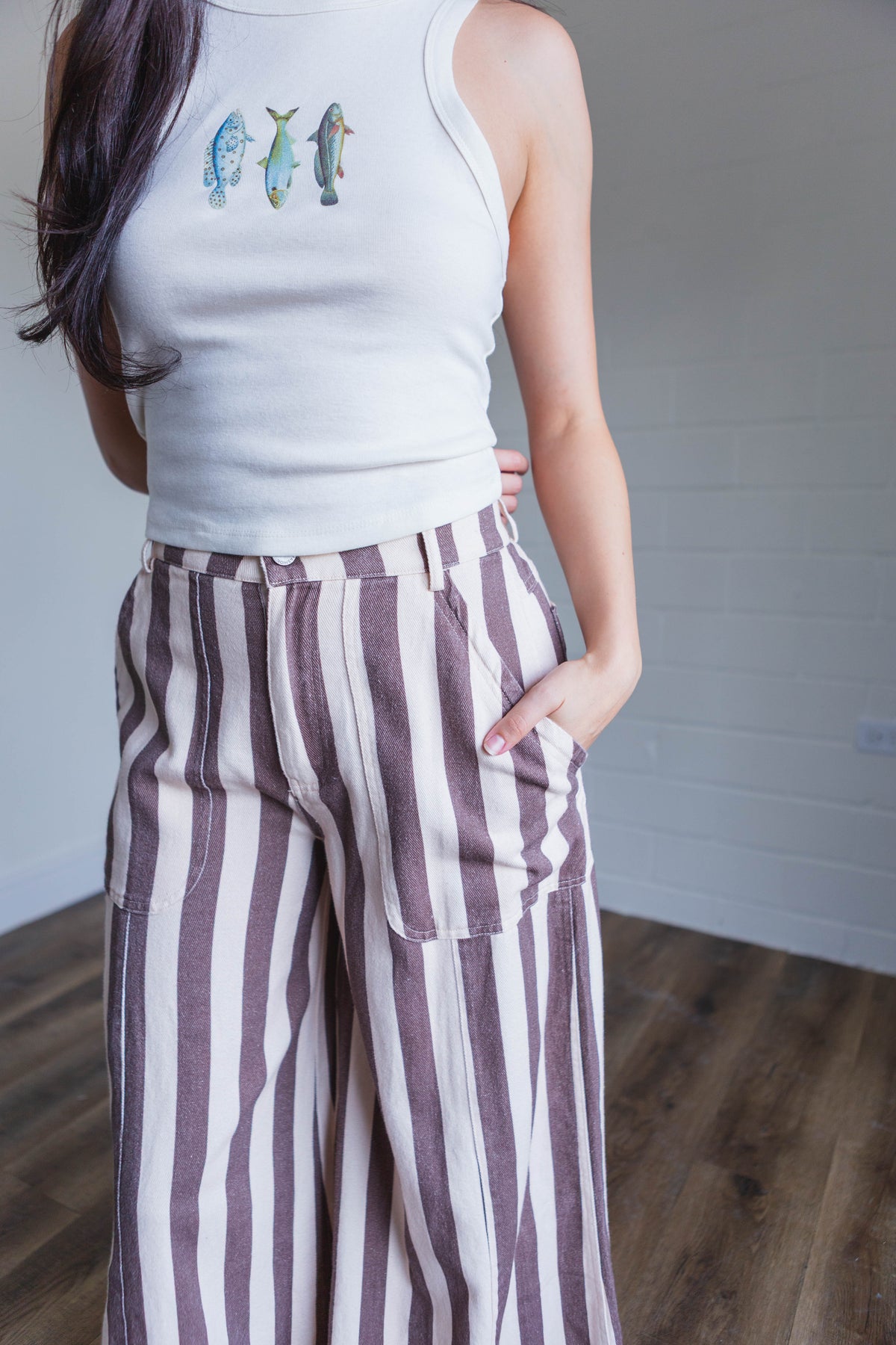 Cream Mocha Striped Pants