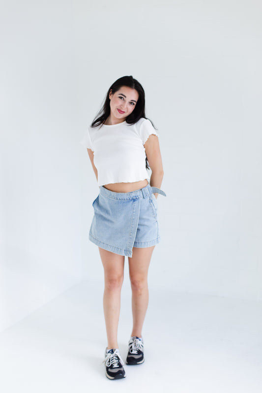 White Mini Waffle Short Sleeve