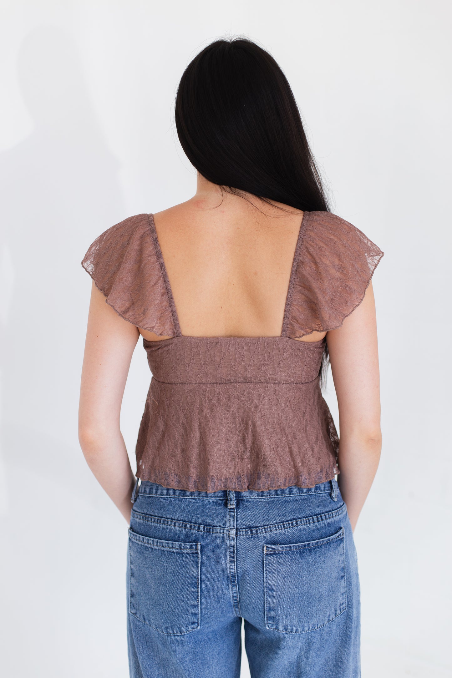 Mocha Lace Babydoll Cami Top