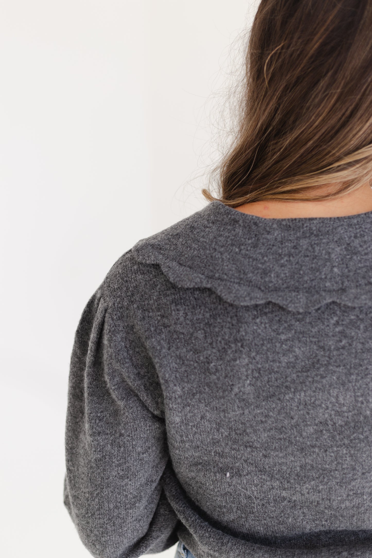 Charcoal Scallop Collar Sweater