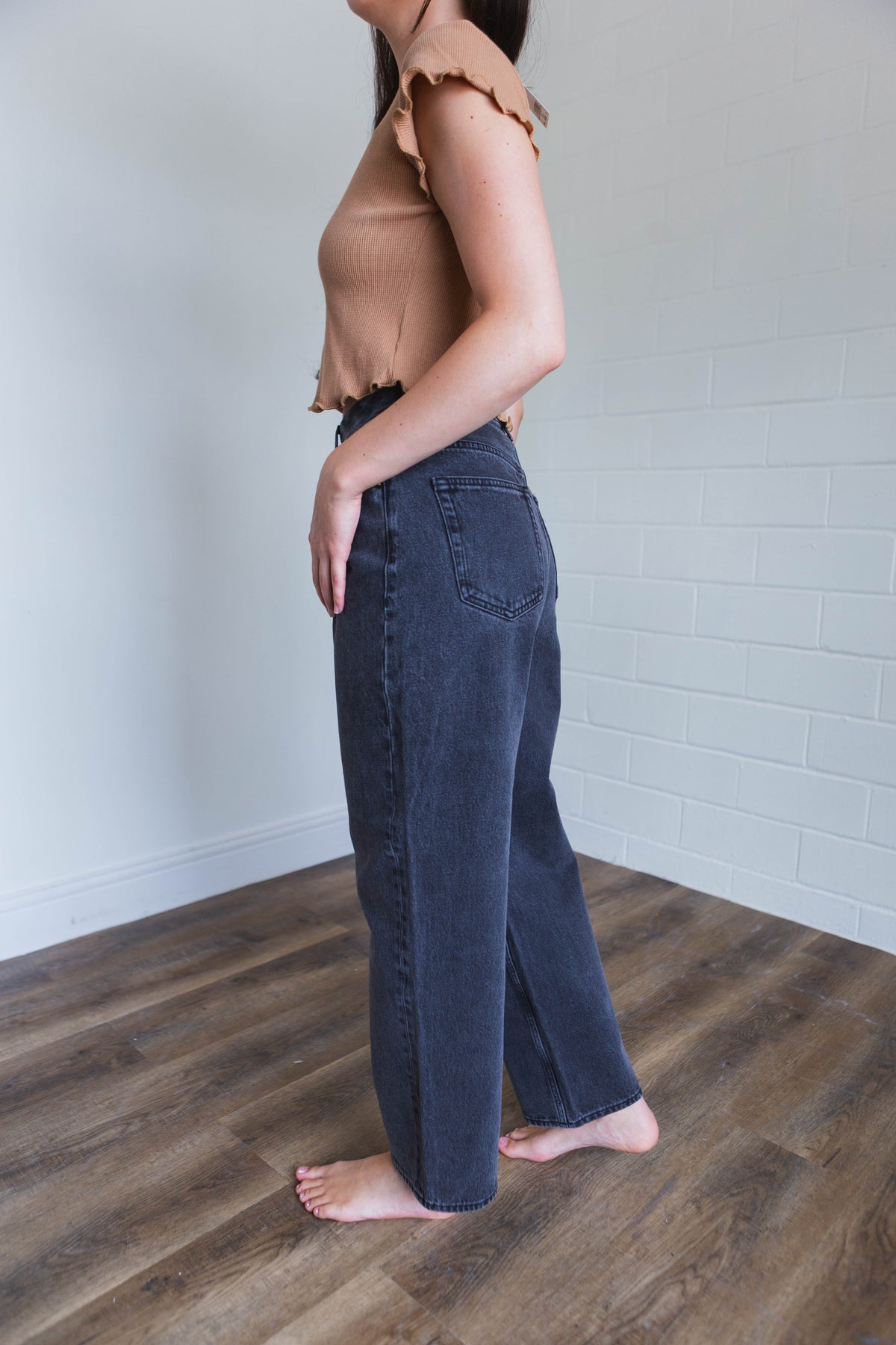 Washed Black Longline Slim Straight Jean