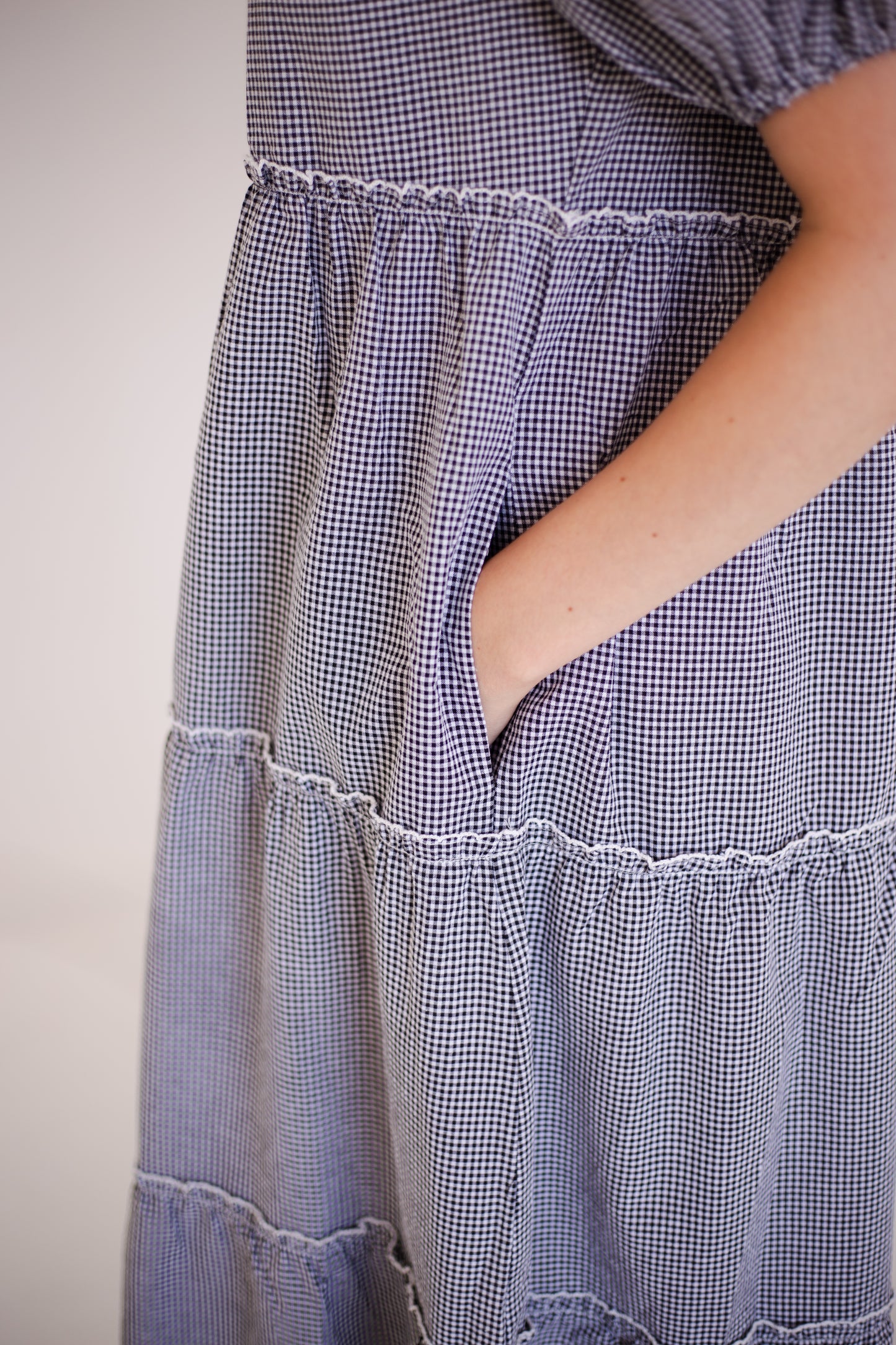 Gingham Tiered Midi Dress