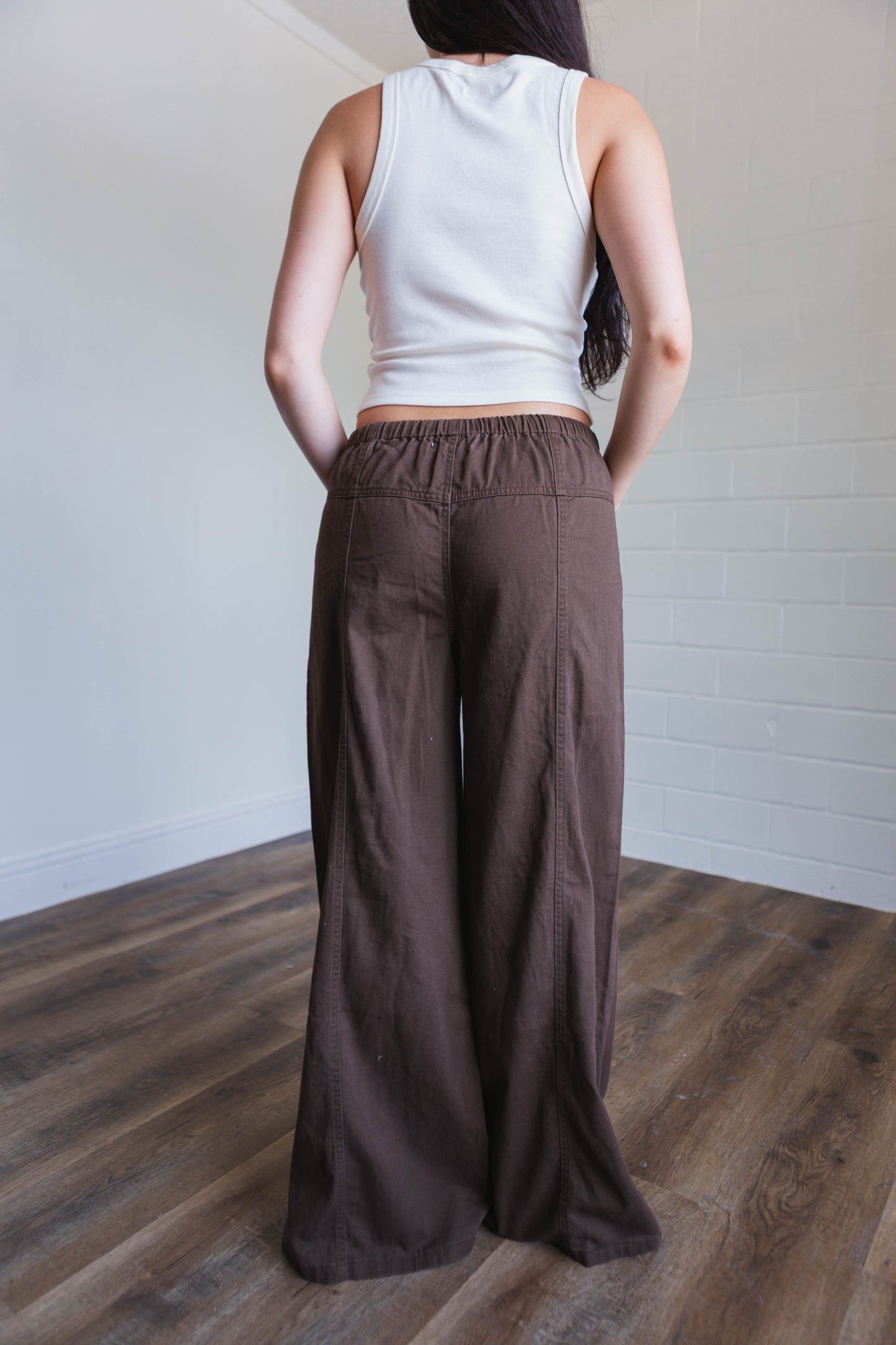 Dark Brown Jude Wide Leg Pants Denim