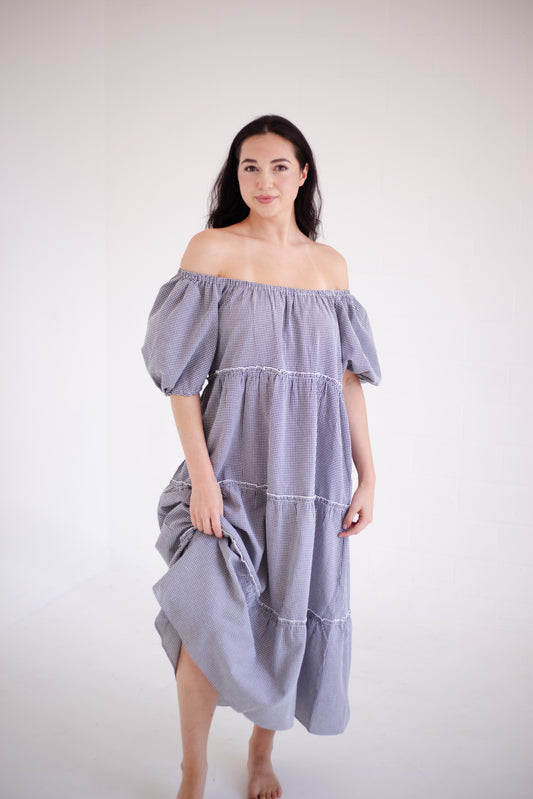 Gingham Tiered Midi Dress