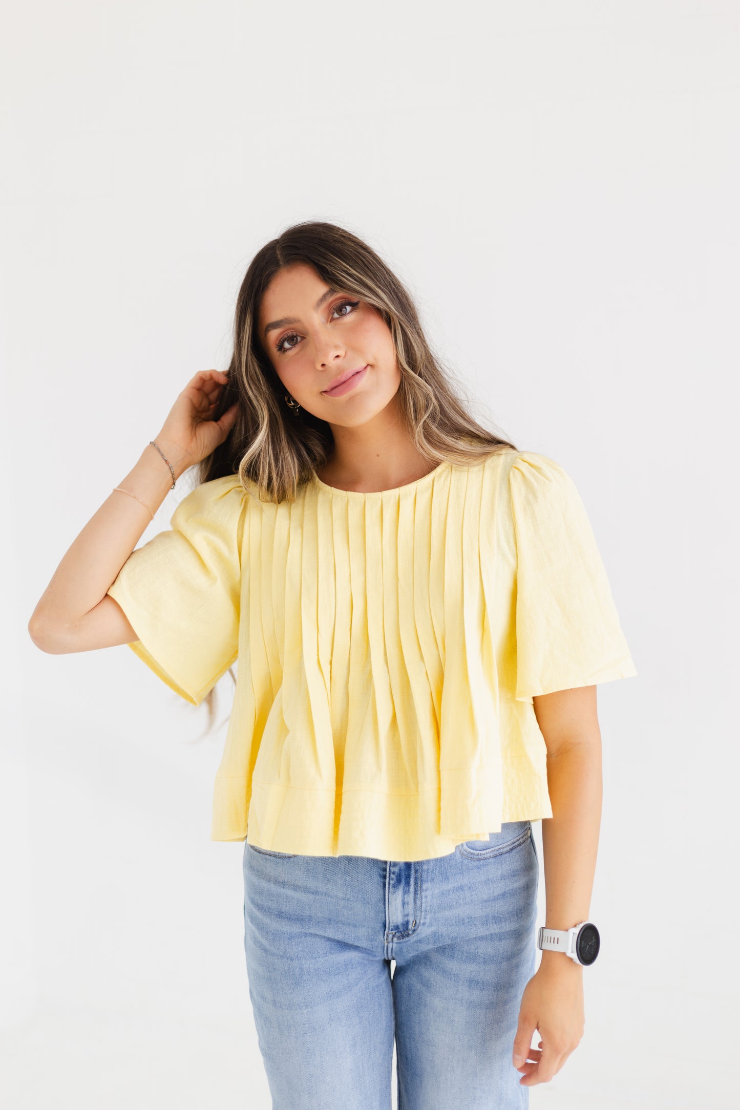 Butter Flutter Sleeve Pintuck Blouse