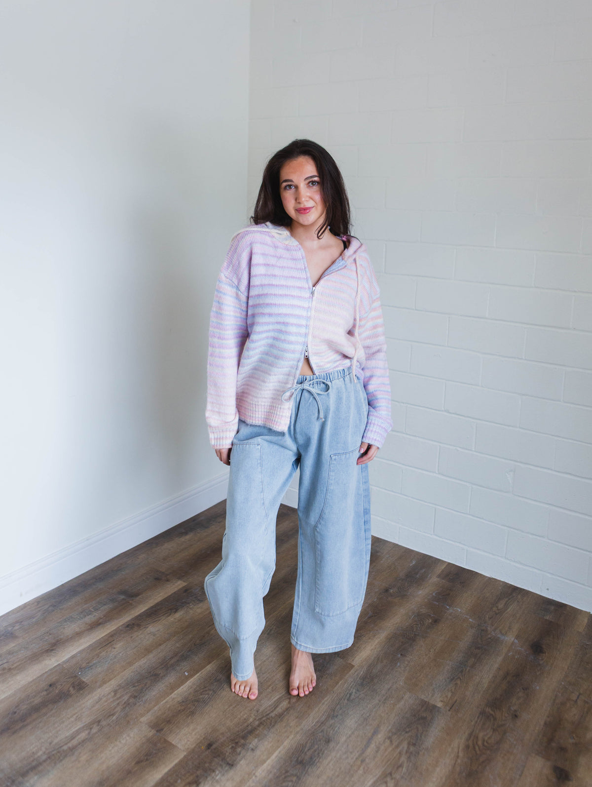 Denim Drawstring Barrel Pants