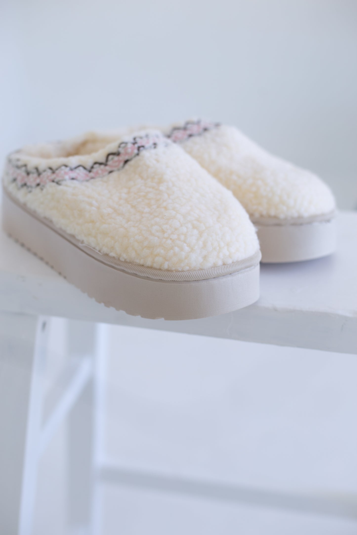 Chunky Platform Sherpa Slip Ons