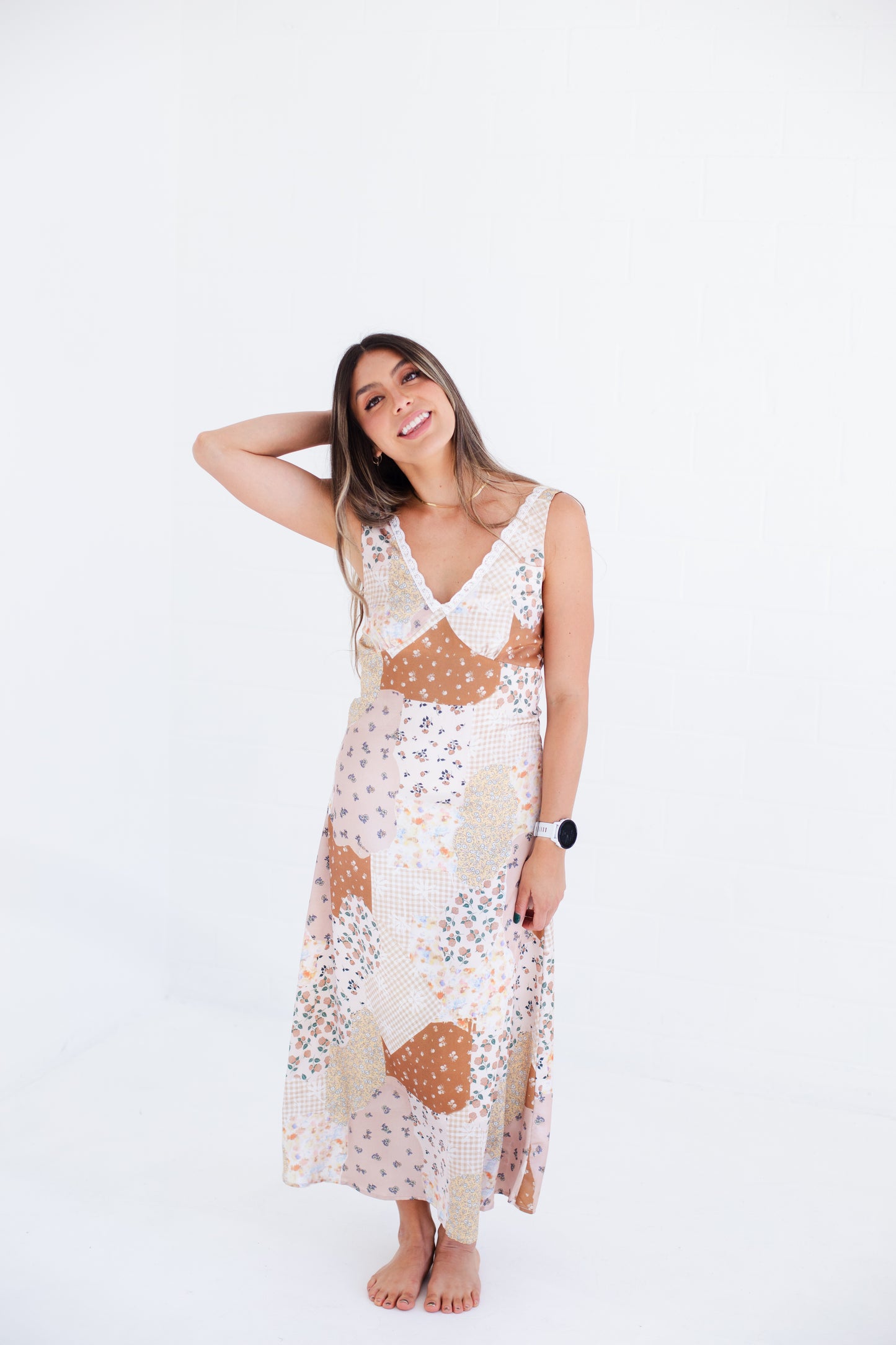 Patchwork Lace Midi Dress