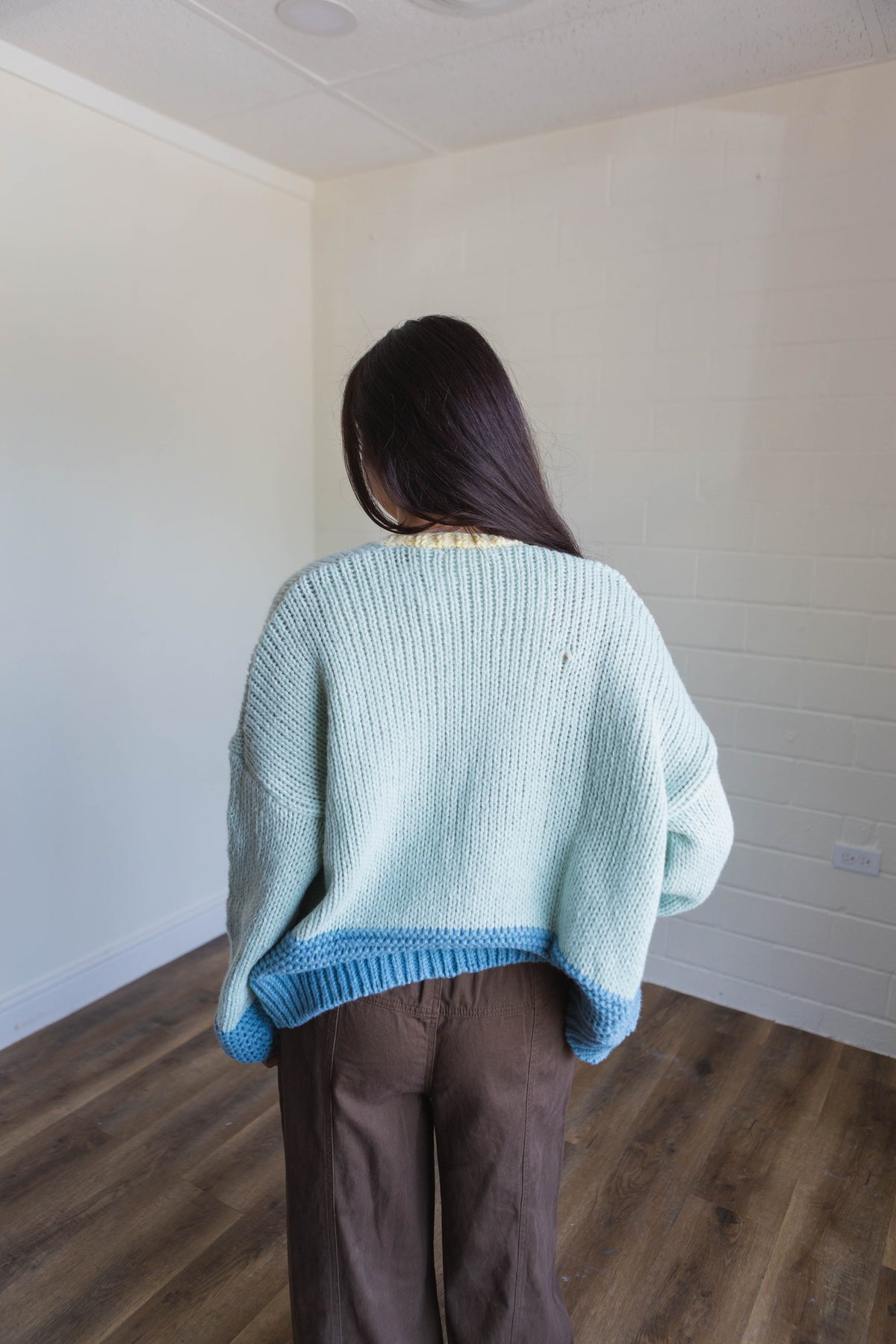 Light Sage & Teal Chunky Cardigan
