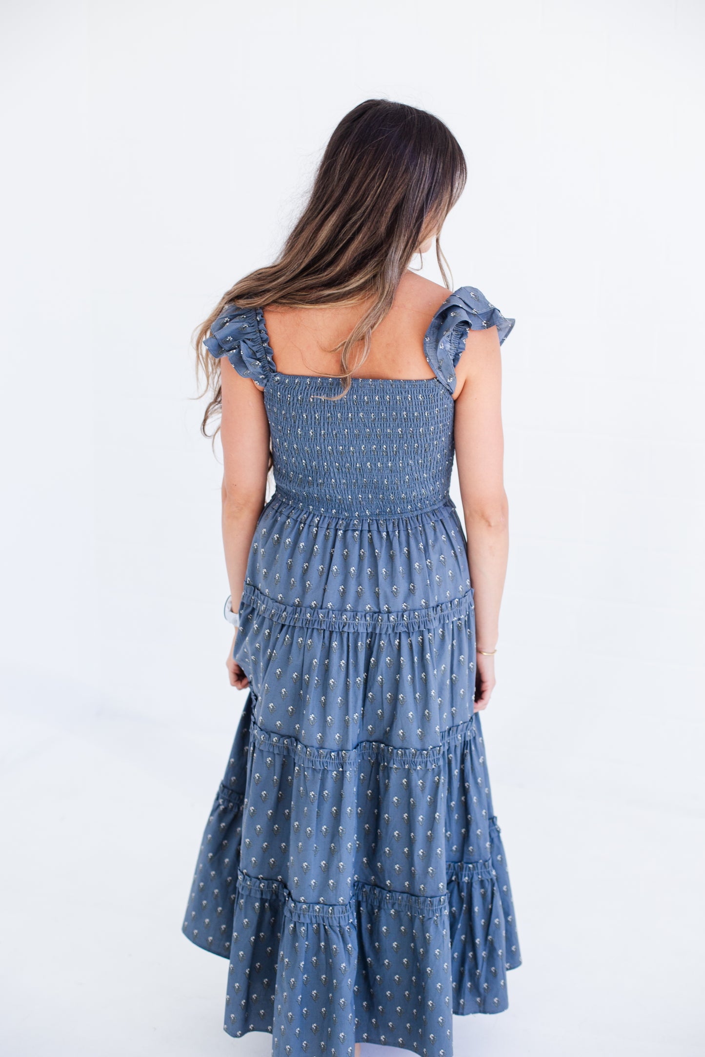 Slate Grey Floral Midi Dress