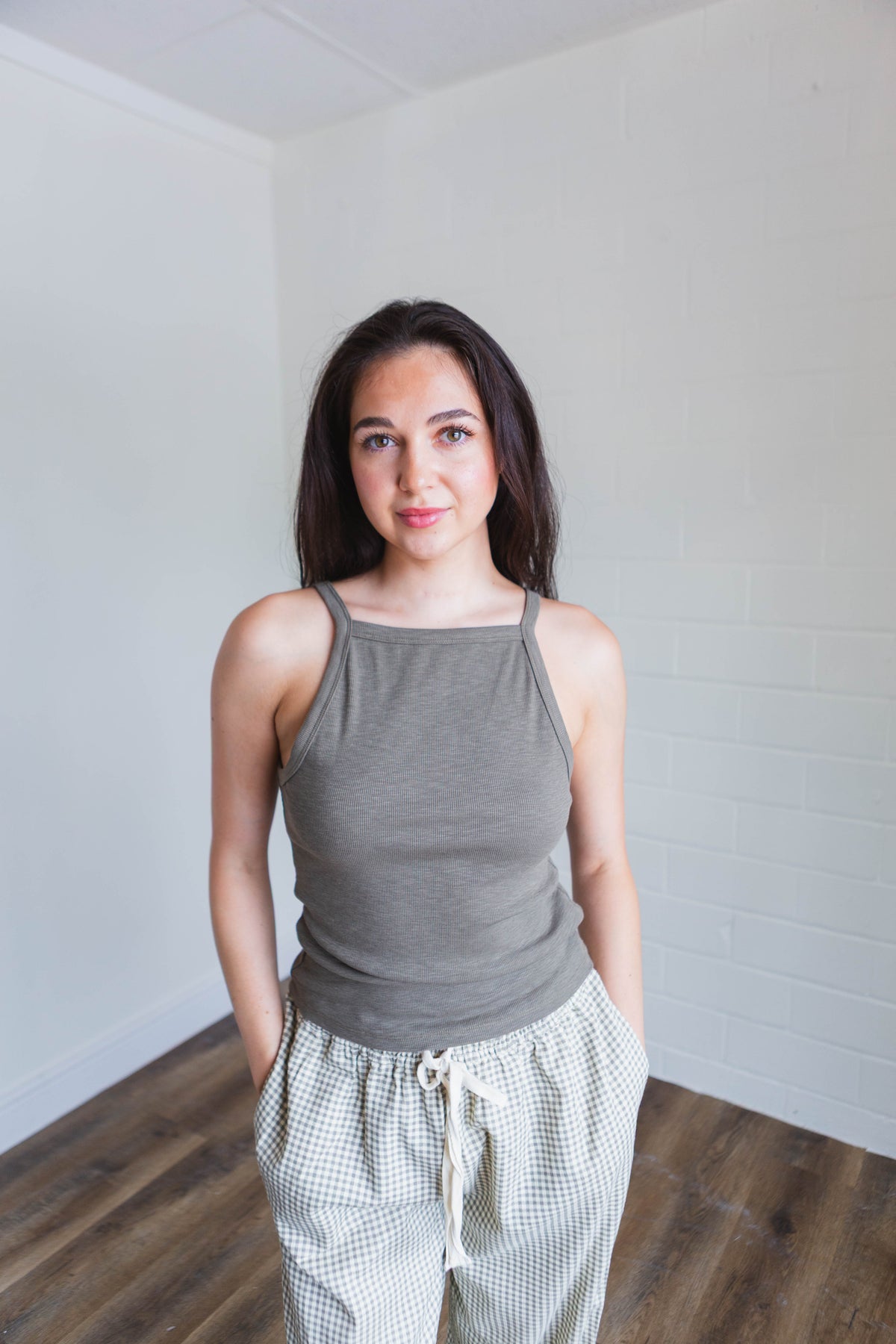 Olive Ribbed Tank Top