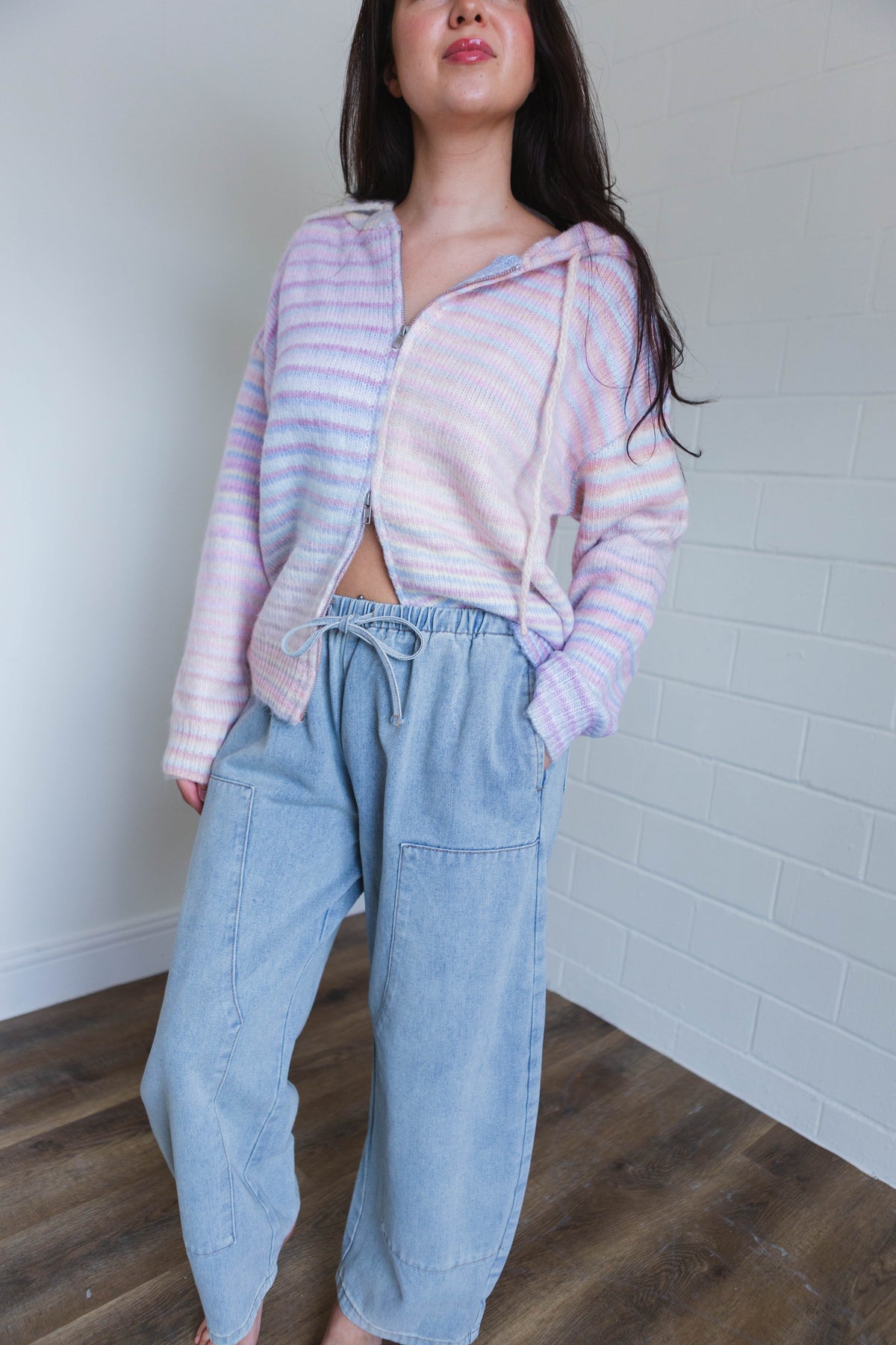 Denim Drawstring Barrel Pants