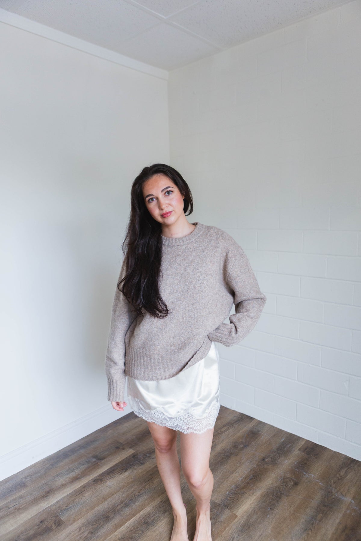 Mocha Rib Band Pullover Top