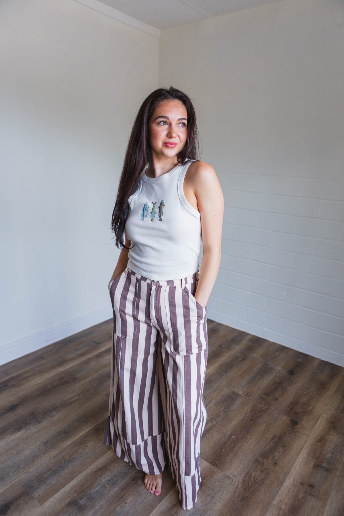 Cream Mocha Striped Pants