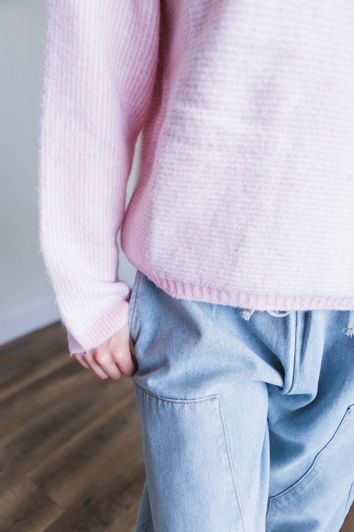 Pink & White Striped Sweater