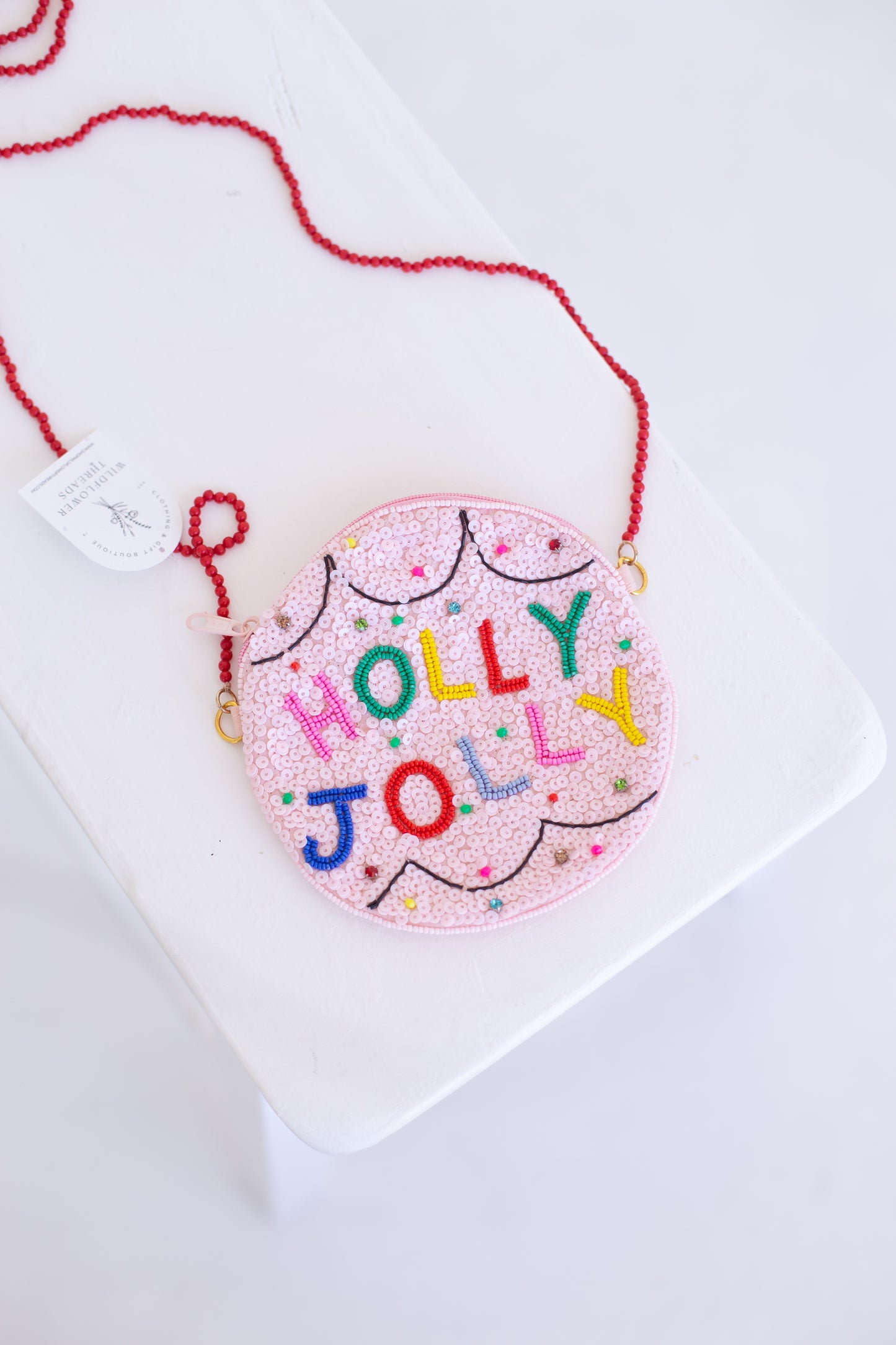 Holly Jolly Beaded Coin Purse