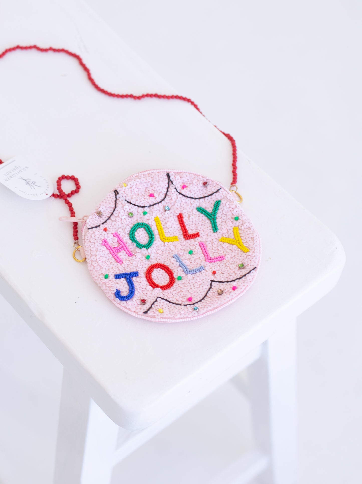 Holly Jolly Beaded Coin Purse
