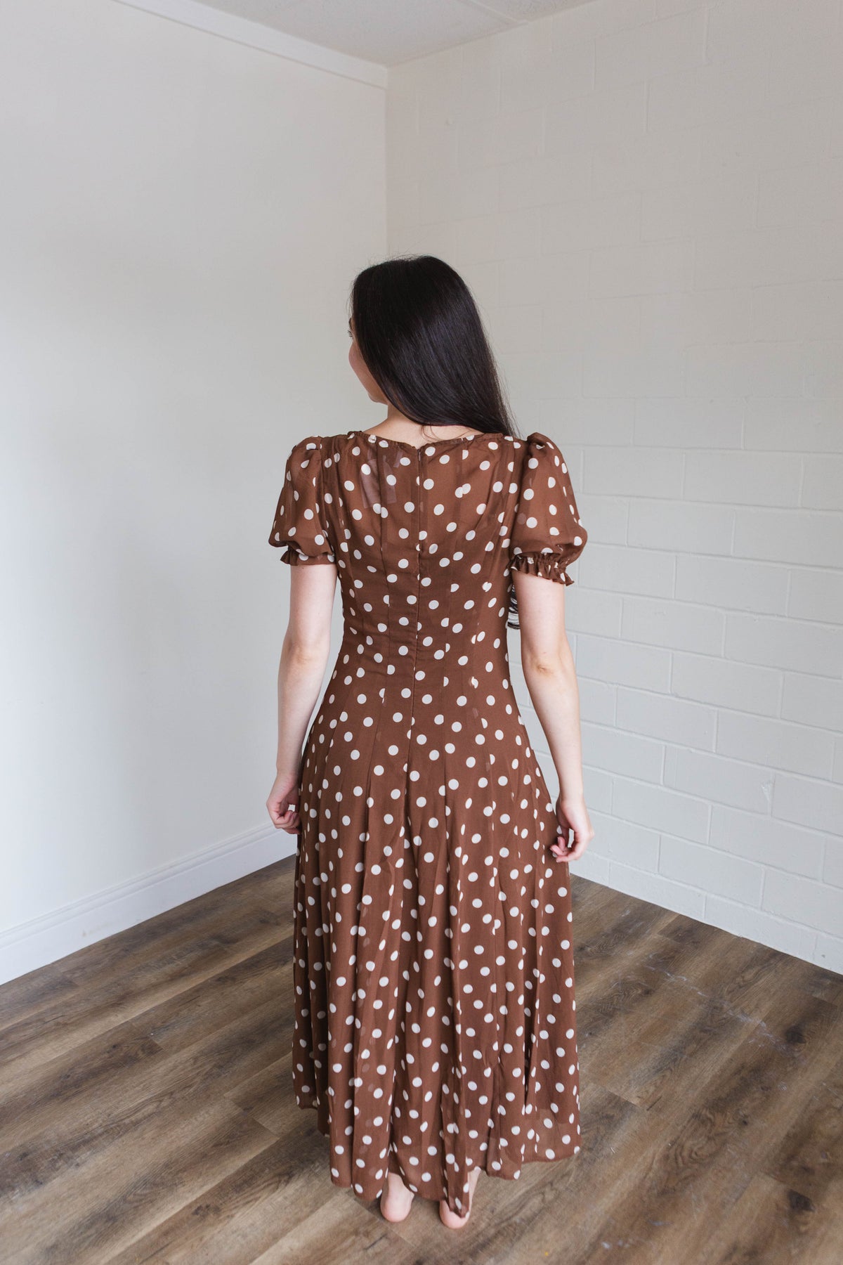 Polka Dot Midi Dress with Satin Slip