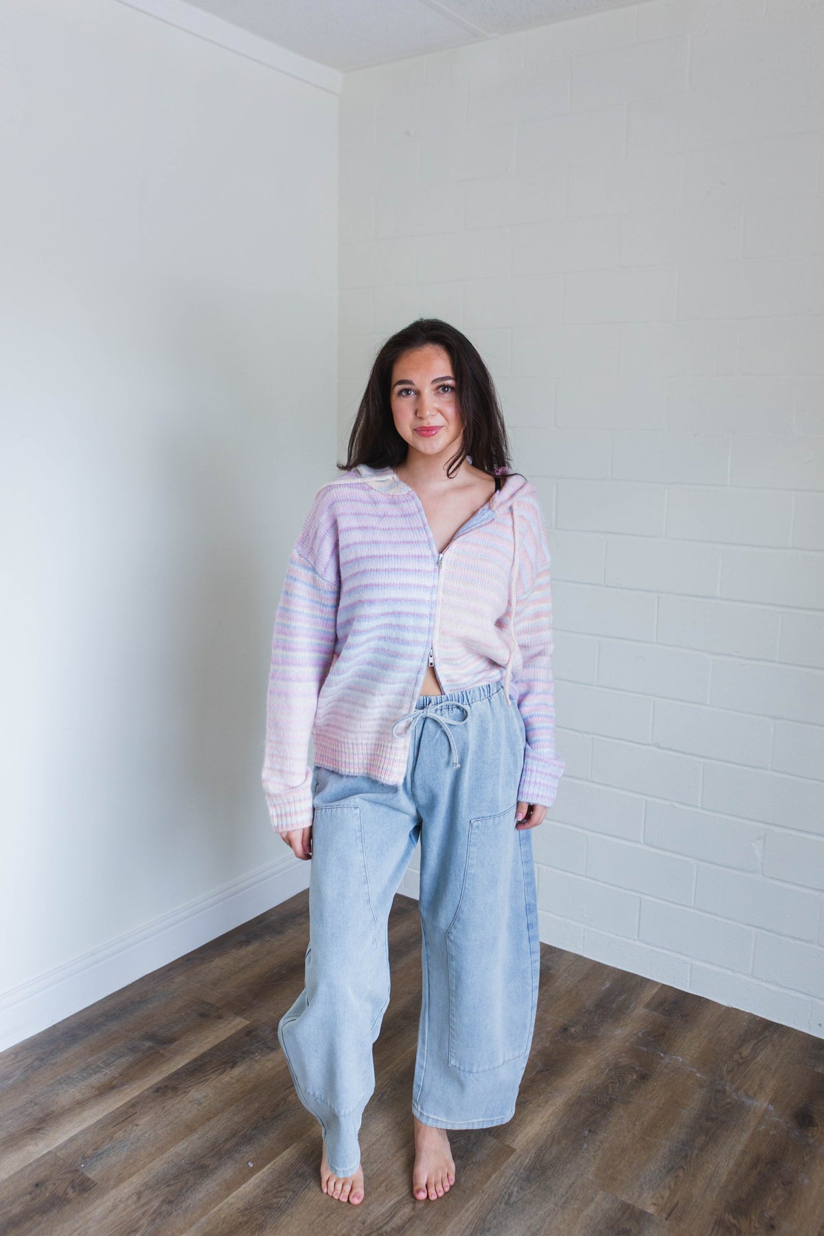 Denim Drawstring Barrel Pants