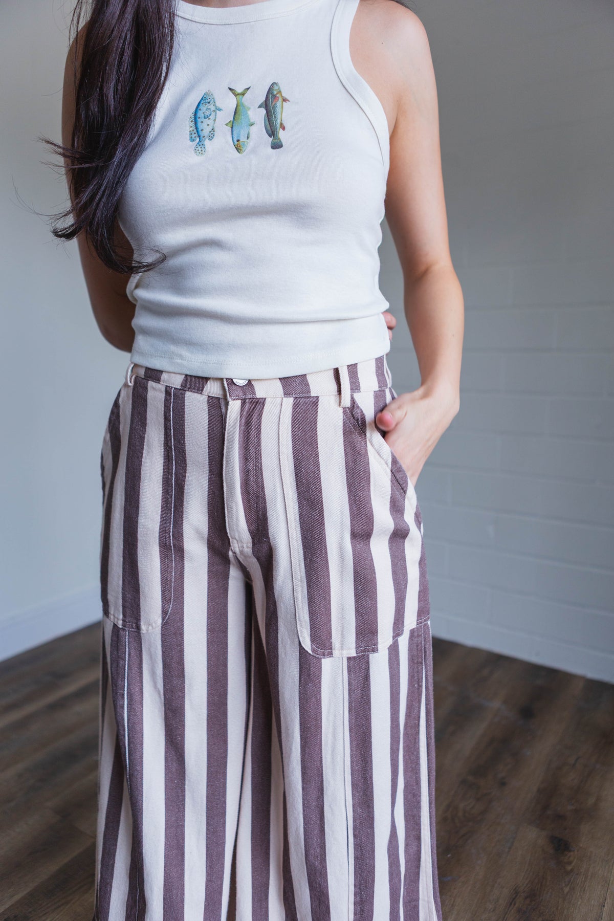Cream Mocha Striped Pants