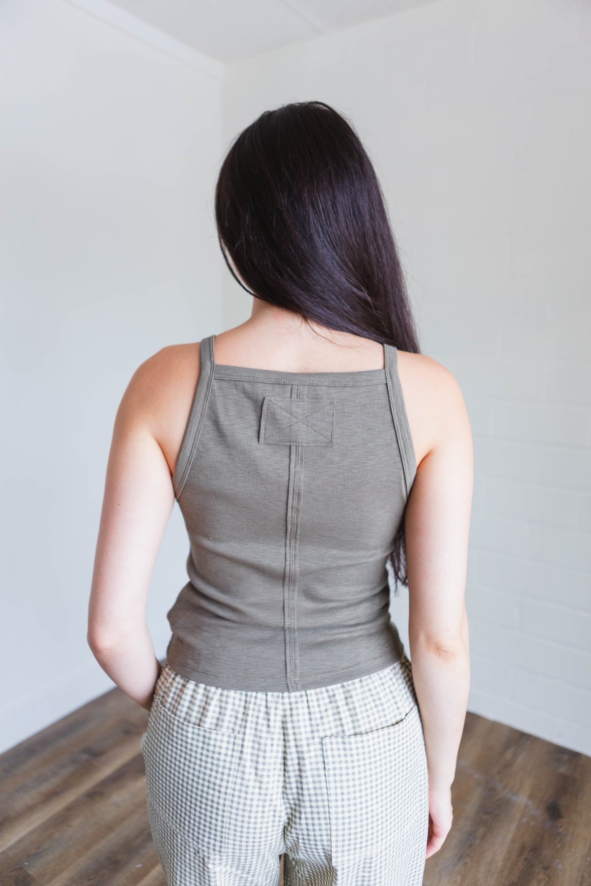 Olive Ribbed Tank Top
