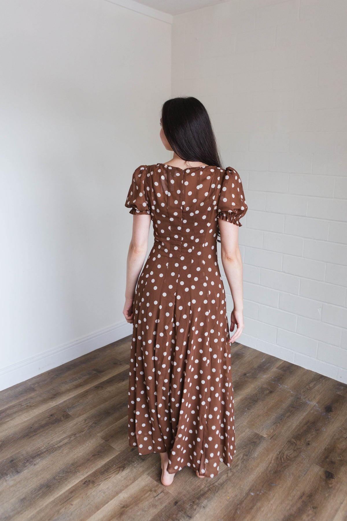 Polka Dot Midi Dress with Satin Slip