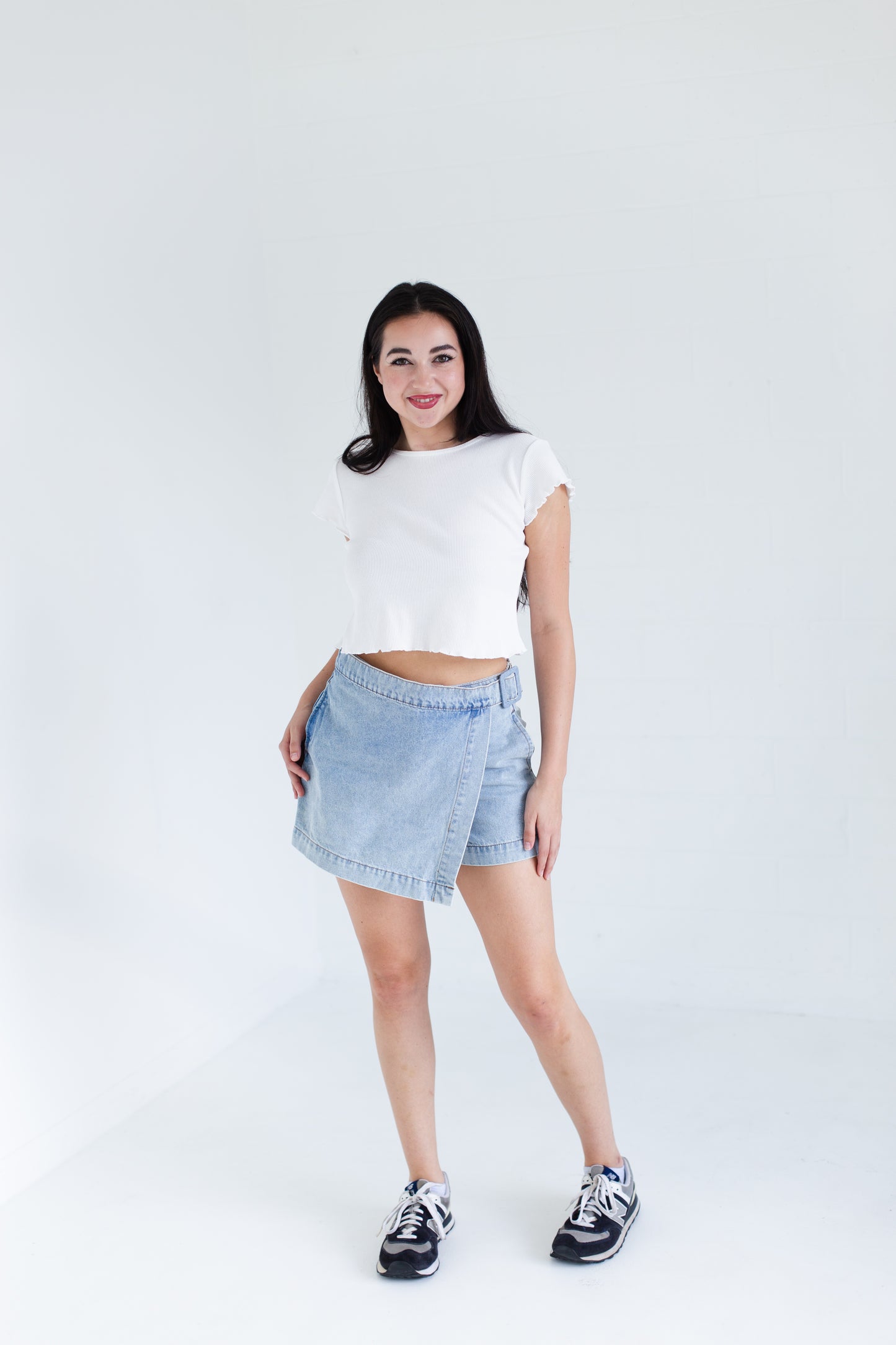 White Mini Waffle Short Sleeve