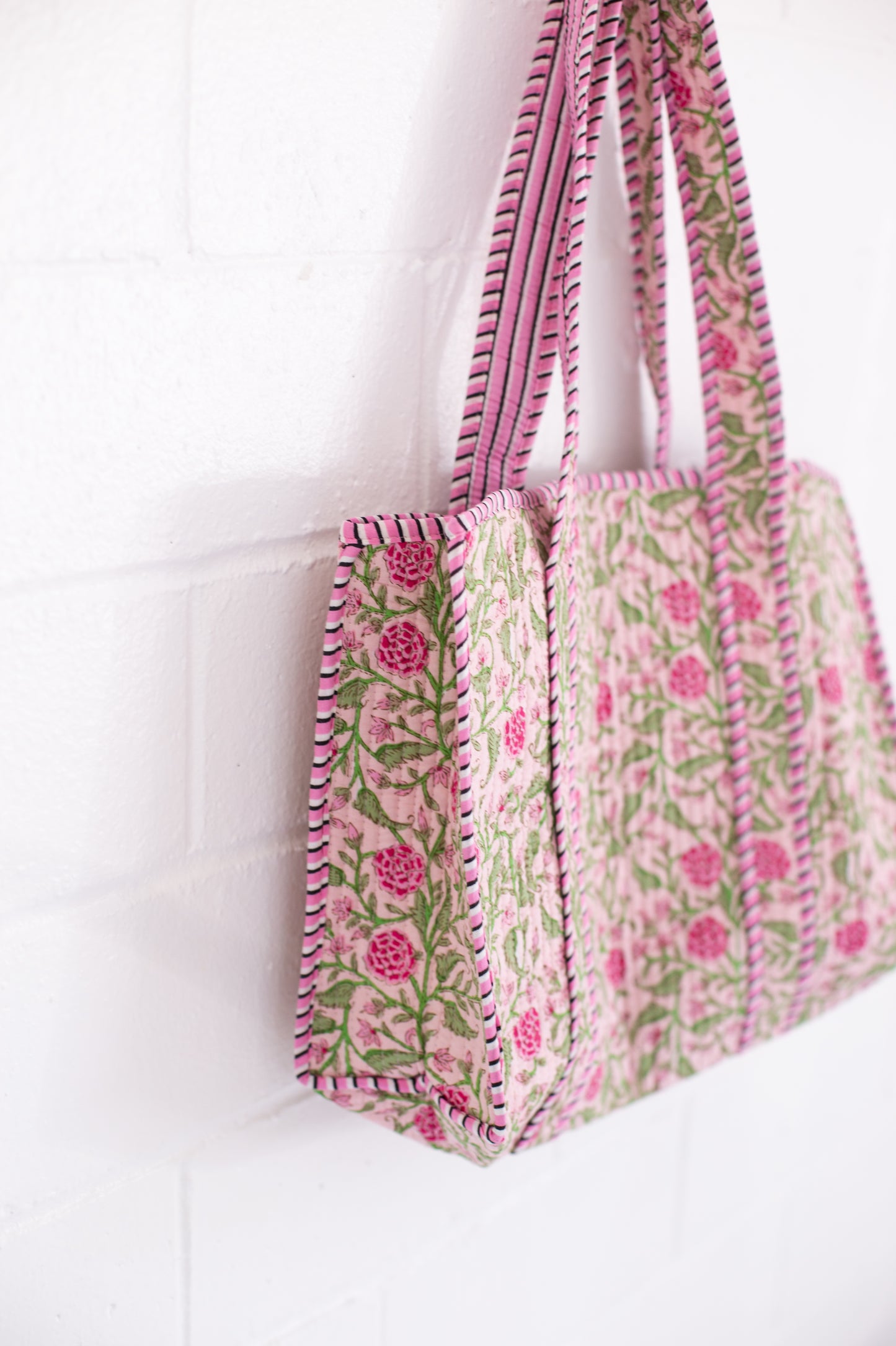 Claire Pink Floral Patterned Tote Bag