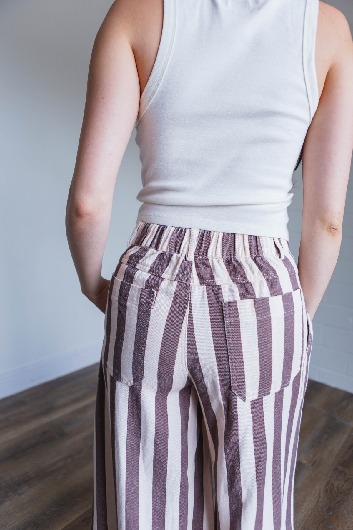 Cream Mocha Striped Pants