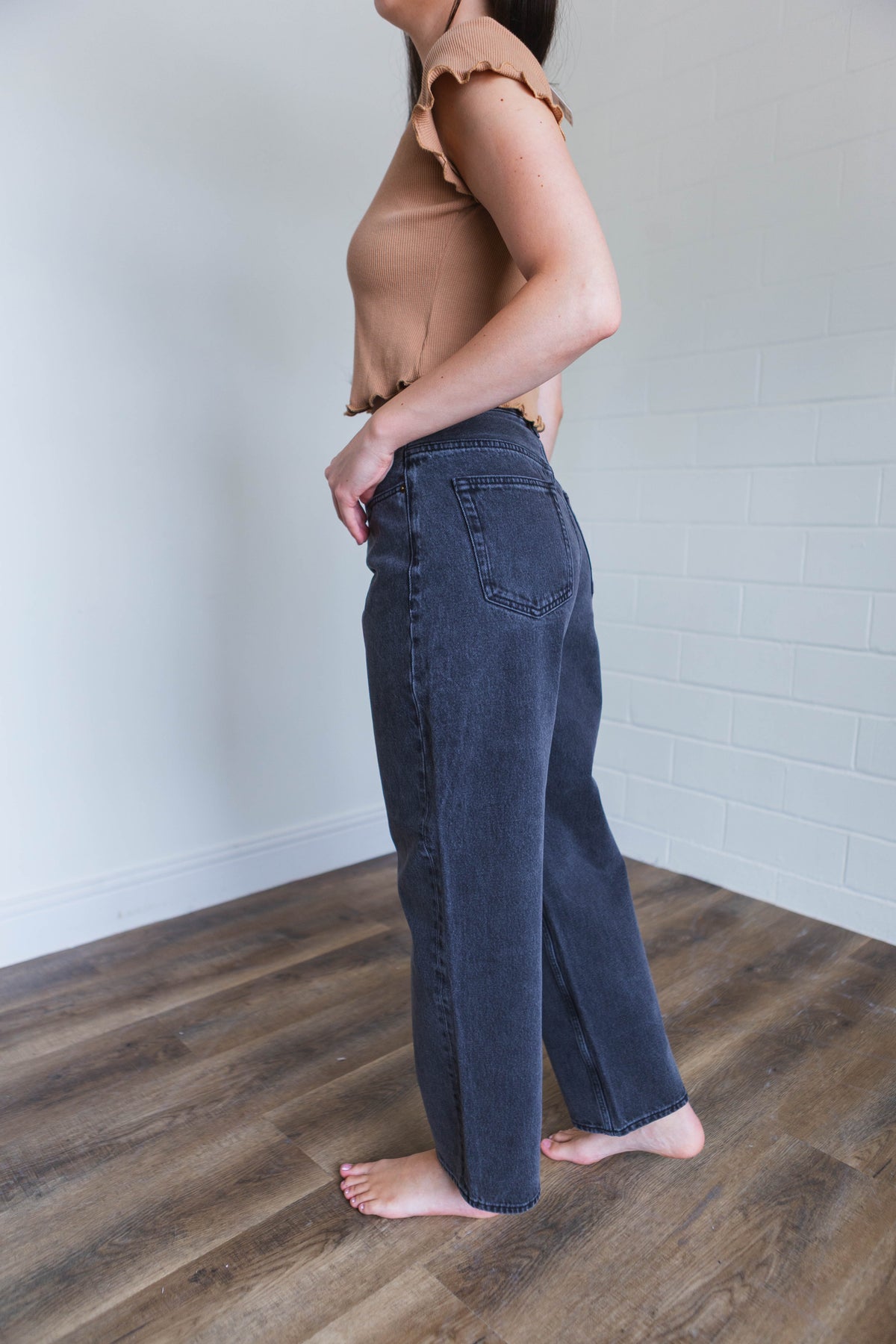 Washed Black Longline Slim Straight Jean