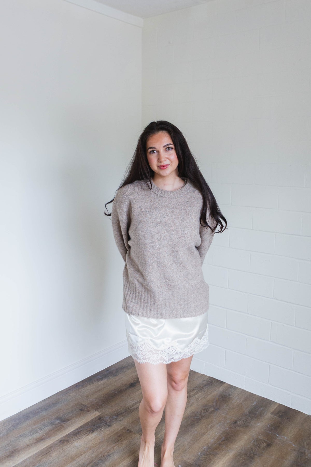 Mocha Rib Band Pullover Top