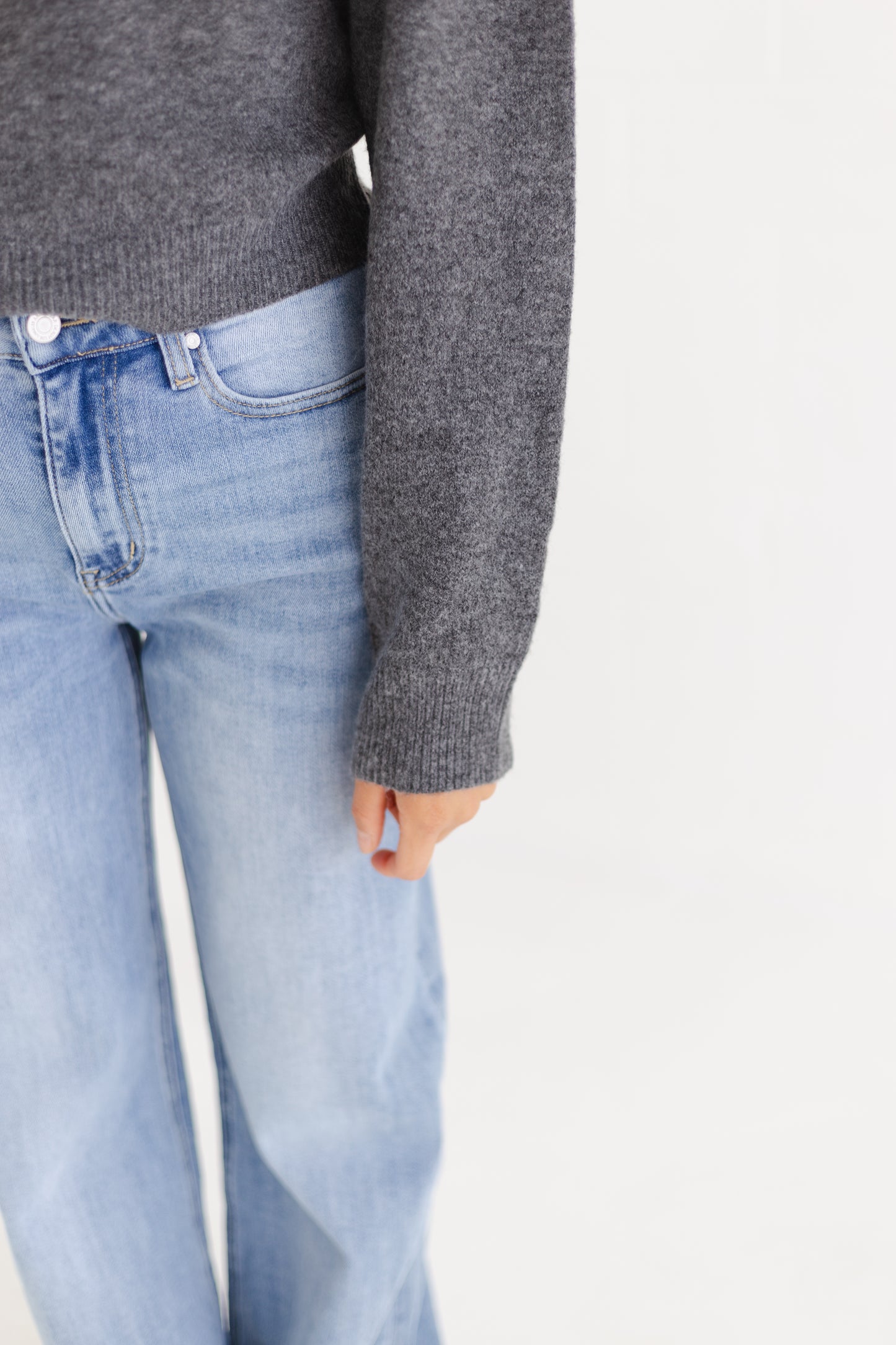 Charcoal Scallop Collar Sweater