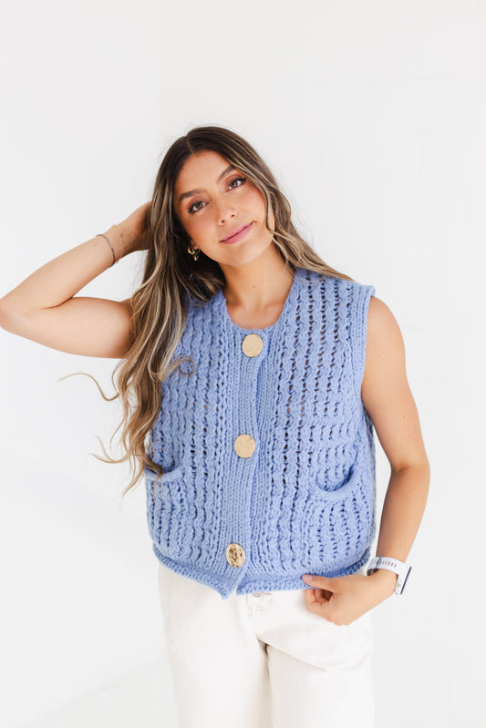 Periwinkle Blue Chunky Knit Vest