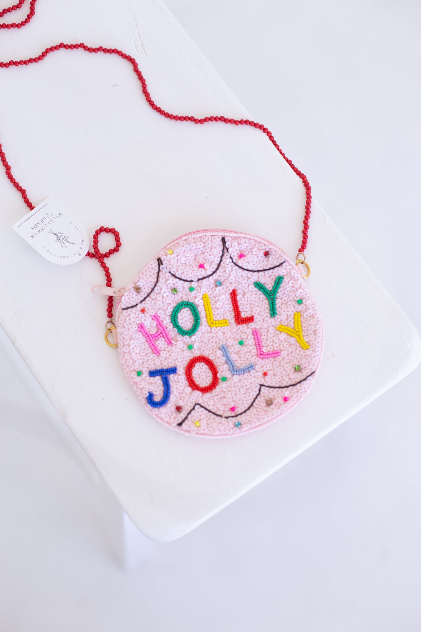 Holly Jolly Beaded Coin Purse