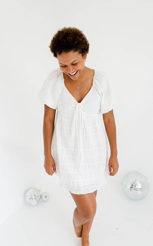 Toulouse Tie White Dress