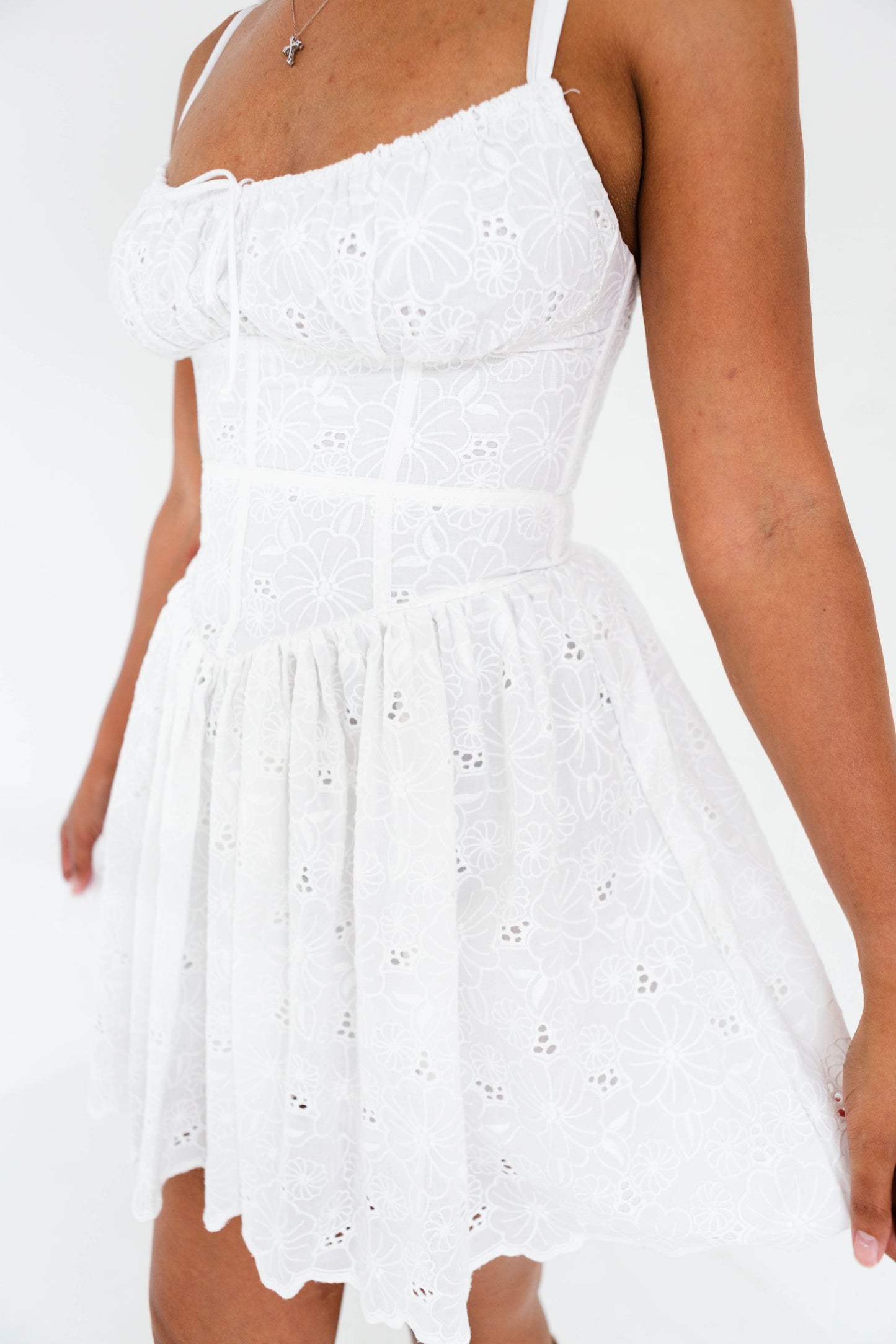 White Eyelet Mini Dress