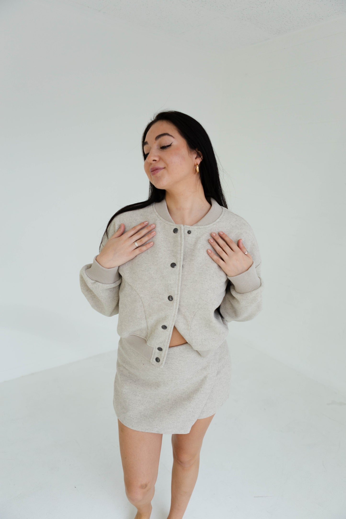 Oatmeal Semi Casual Bomber Jacket