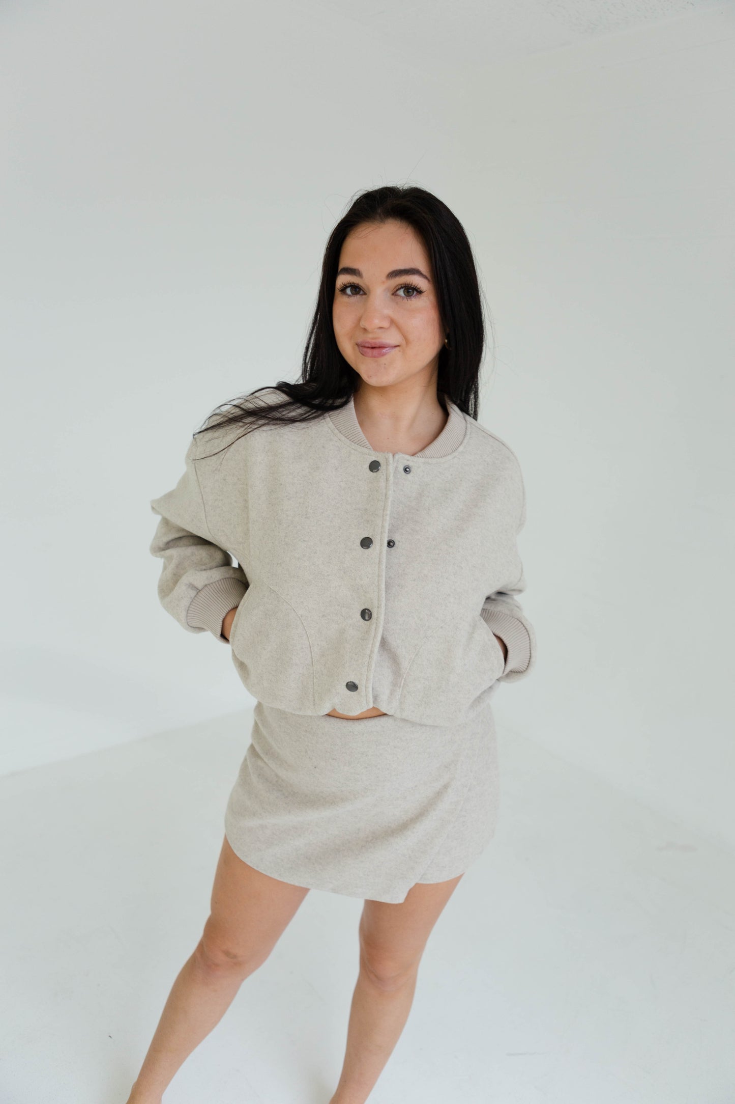 Oatmeal Semi Casual Bomber Jacket