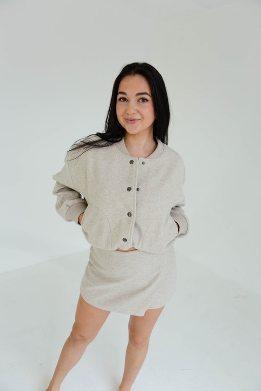 Oatmeal Semi Casual Bomber Jacket