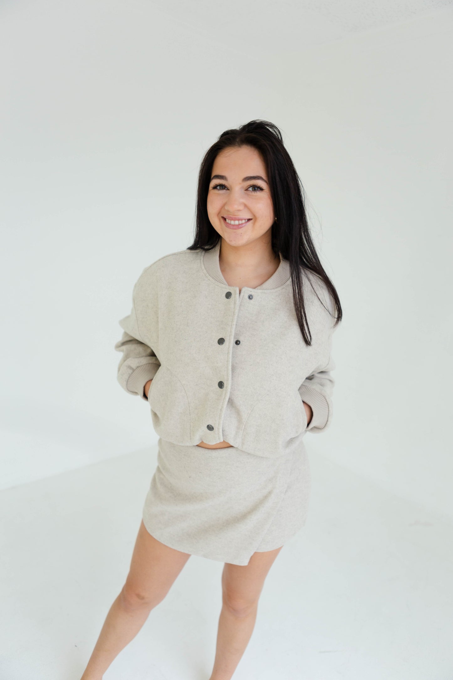 Oatmeal Semi Casual Bomber Jacket